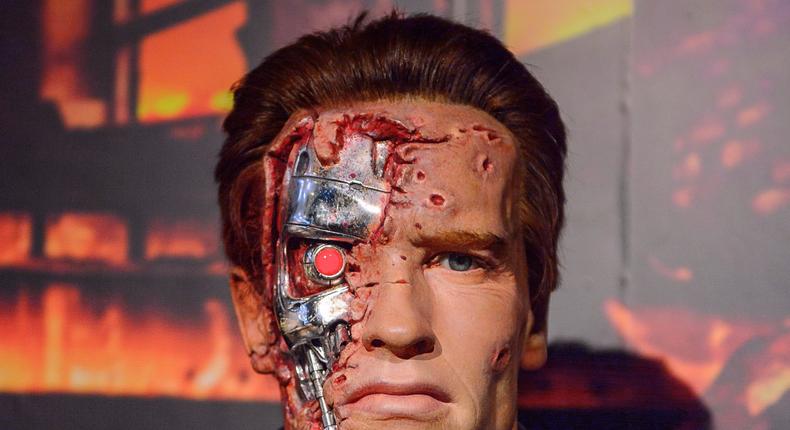 Arnold Schwarzenegger as the Terminator, Madame Tussauds wax museum. It is a major tourist attraction in London