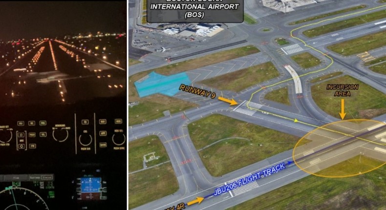 A JetBlue plane nearly collided with a charter jet on a runway, and a ...