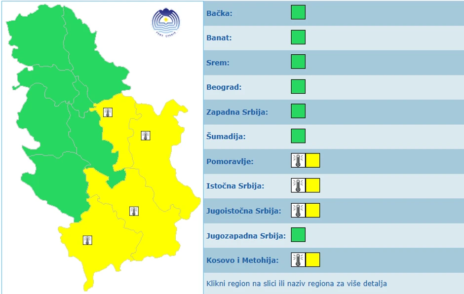 Meteoalarm za 8. septembar