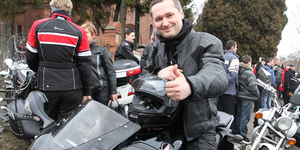 Jarosław Wałęsa na motocyklu