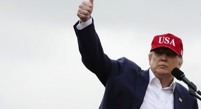 President-elect Donald Trump gestures as he speaks during a USA Thank You Tour event in Mobile, Alabama, U.S., December 17, 2016.