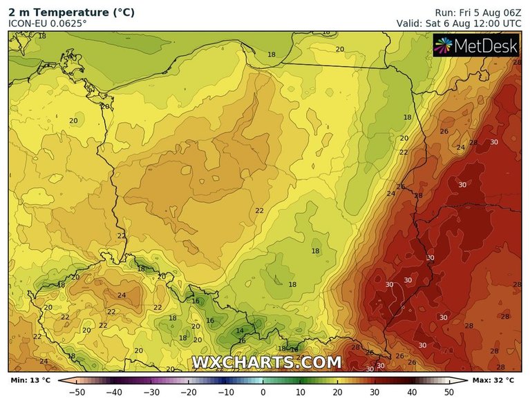 Poza Roztoczem, temperatura wszędzie spadnie poniżej 30 st. C