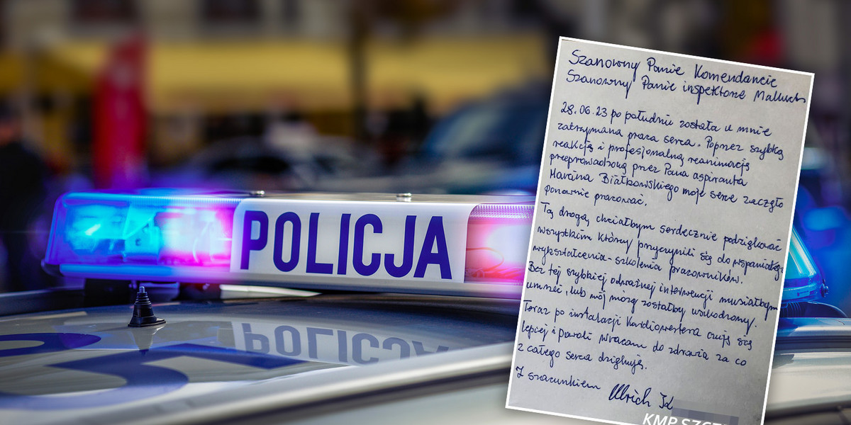 Do komendanta miejskiego policji w Szczecinie przyszedł list. To podziękowania za uratowanie życia. 