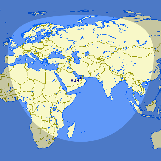 Potencjalny zasieg samolotów Wizz Air Abu Dhabi