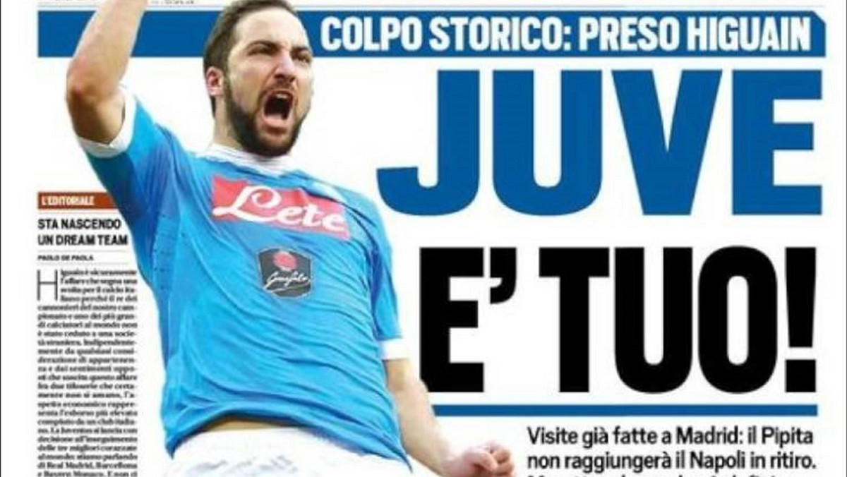 Hitowy transfer w Serie A stał się faktem. Juventus potwierdził kupno Gonzalo Higuaina z Napoli. Supersnajper kosztował 90 mln euro. Argentyńczyk, który podpisał czteroletni kontrakt, będzie zarabiał w Turynie 7,5 mln euro rocznie. W ataku Azzurrich ma go zastąpić Arkadiusz Milik lub Mauro Icardi.