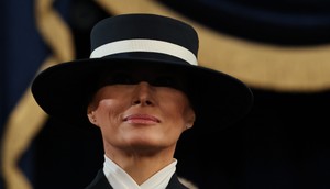 Melania Trump attending the inauguration of Donald Trump in the U.S. Capitol on Monday. Her hat got people talking. Chip Somodevilla/Getty Images