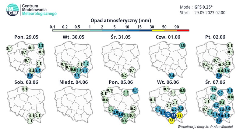 Na intensywne opady w całej Polsce w kolejnych dniach nie ma żadnych szans