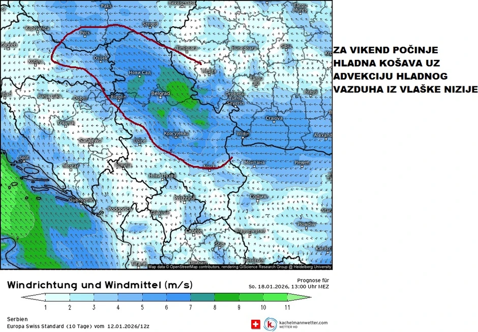 Hladna i jaka košava stiže za vikend