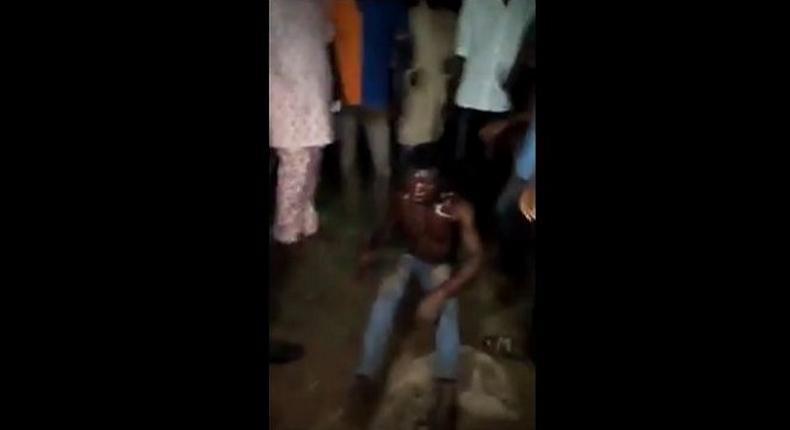 The suspected Badoo gang member being given the beating of his life