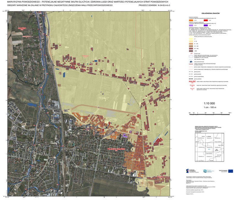   Mapa ryzyka powodziowego; Pruszcz Gdański