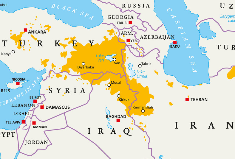 Tereny Kurdów na pograniczu Iraku, Syrii, Turcji i Iranu