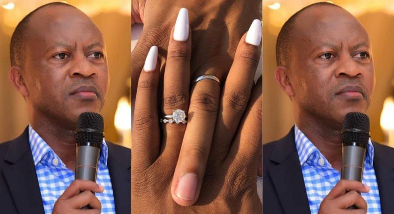 A collage of Frank Gashumba and fingers showing a wedding ring