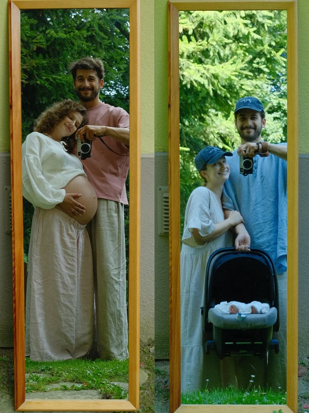 Petra Dubayová pred pôrodom a po pôrode po boku Jakuba Jablonského a ich dcérky Vesny.