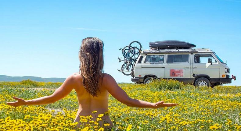 Couple makes living off taking pictures of their van.