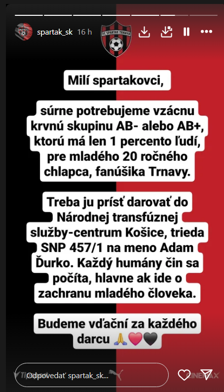 Výzva na darovanie krvi sa objavila na viacerých profiloch s desaťtisíckami sledovateľov.
