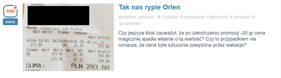 Widok z serwisu wykop.pl