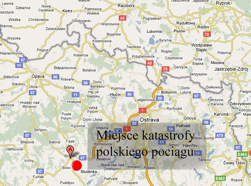 Miejsce katastrofy pociągu