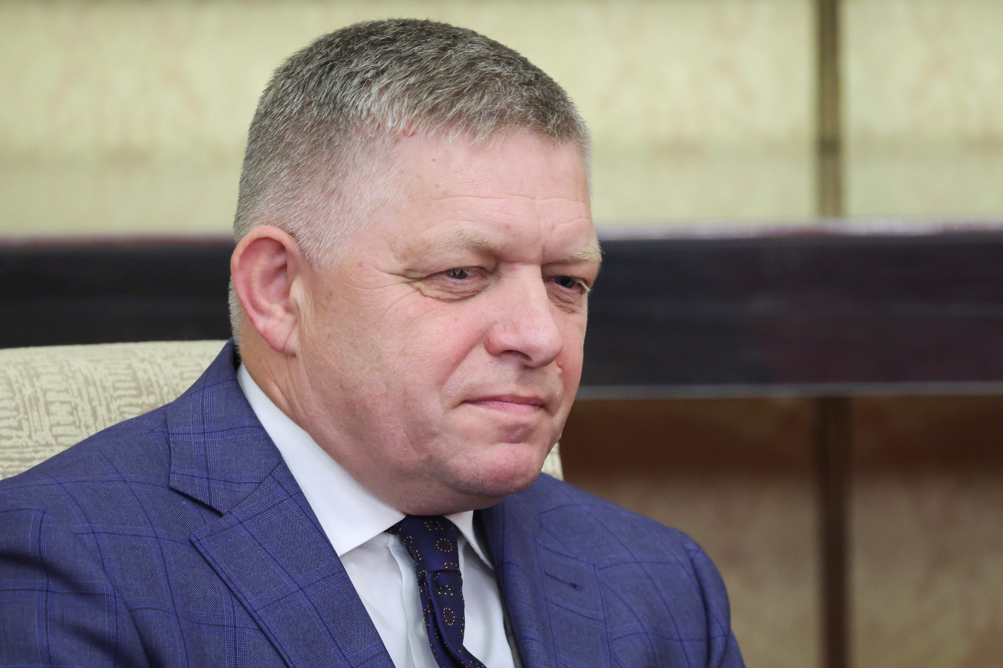 Premiér Robert Fico počas stretnutia s ruským prezidentom Vladimirom Putinom v Pekingu.