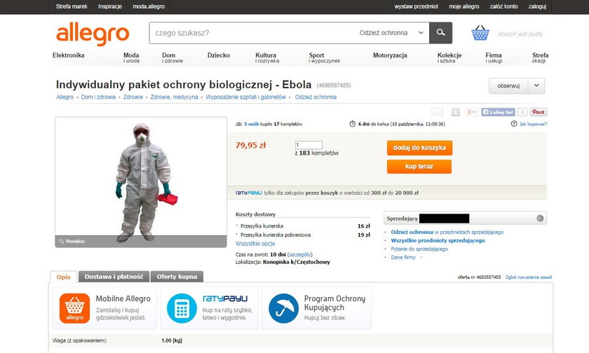 W sieci można kupić kombinezony przeciw eboli