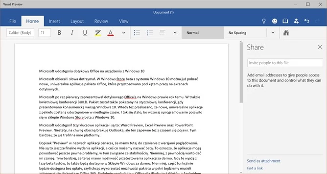 Word Preview na Windows 10