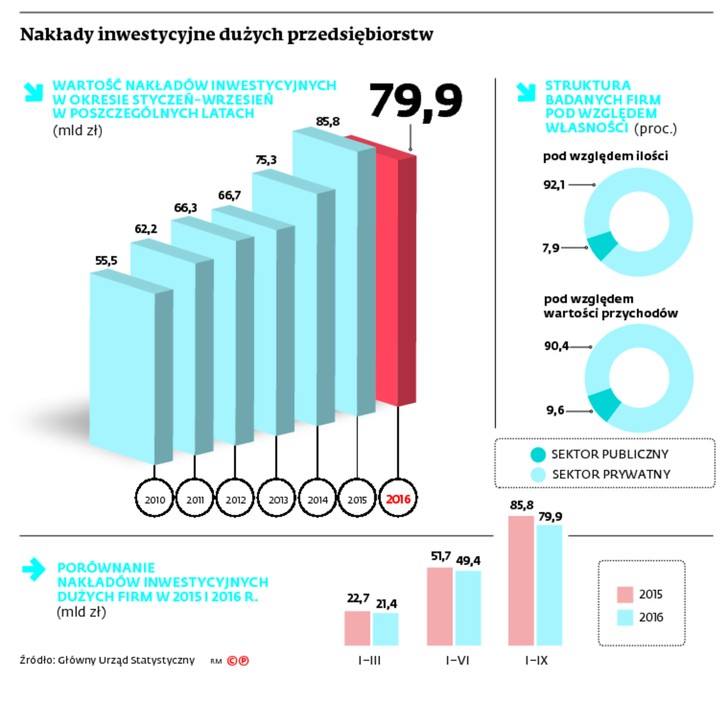 Nakłady inwestycyjne dużych przedsiębiorstw