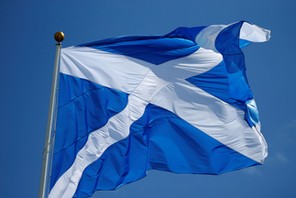 The Scottish flag flies over the Trump International Golf Links in Aberdeen