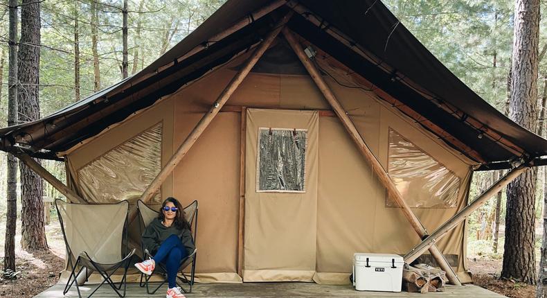 The author stayed in a canvas tent with her three kids in Southern Maine.Courtesy of the author