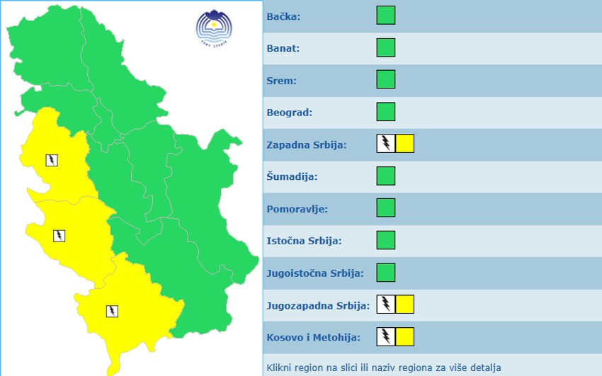 Meteoalarm za sutra
