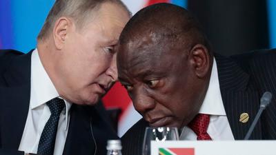 Russian President Vladimir Putin with South African President Cyril Ramaphosa.Sergei Chirikov/Associated Press