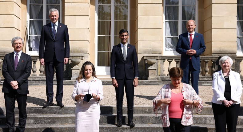 Group of Seven finance ministers in London on Saturday.
