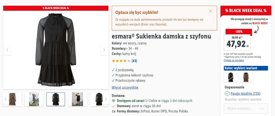 Sukienka na andrzejki z Lidla