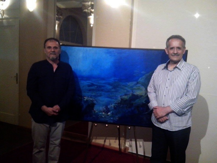 Bartula i Kršić ispred slike "Plava grobnica"