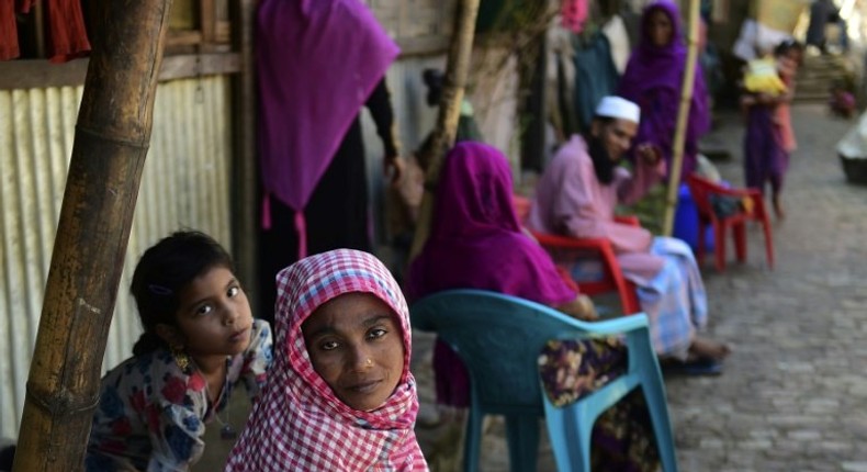 Rohingya refugees from Myanmar at a camp in Teknaf, Bangladesh, on November 26, 2016