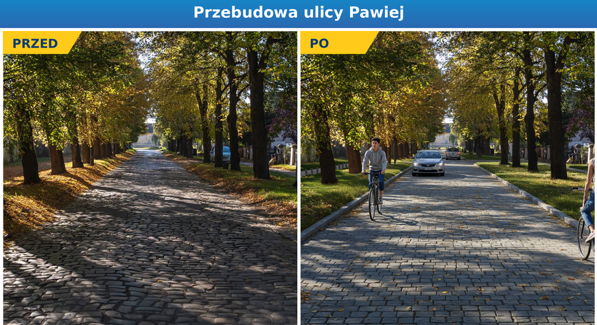 Ulica Pawia przed i po remoncie