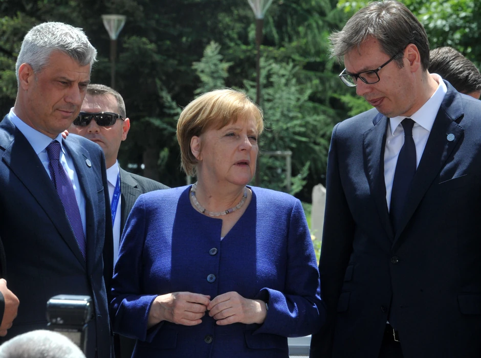 Hašim Tači, Angela Merkel i Aleksandar Vučić