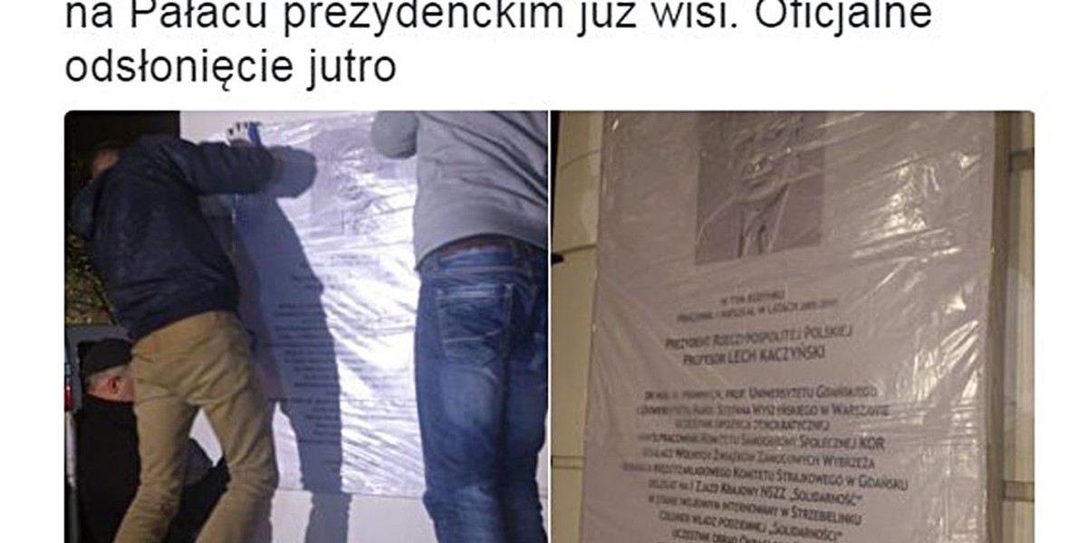 Tablica już na Pałacu Prezydenckim. A co z pomnikiem?