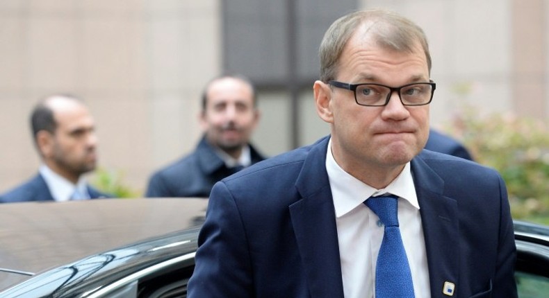 Finland's Prime minister Juha Sipila arrives for a European Union leaders summit on October 20, 2016 at the European Council, in Brussels