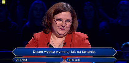 "Milionerzy" - prawniczka z Warszawy odpadła na pytaniu o deseń na tartanie