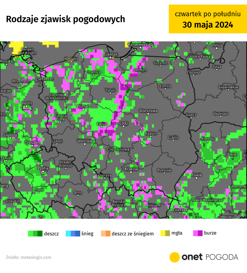 W czwartek gwałtowne burze możliwe są w całym kraju