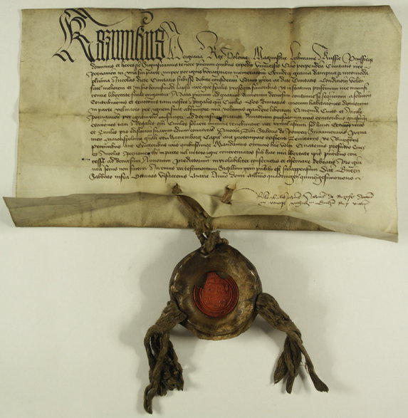 W tym dokumencie król zobowiązuje się do zwrotu długu mieście Poznań do Bożego Narodzenia / domena publiczna