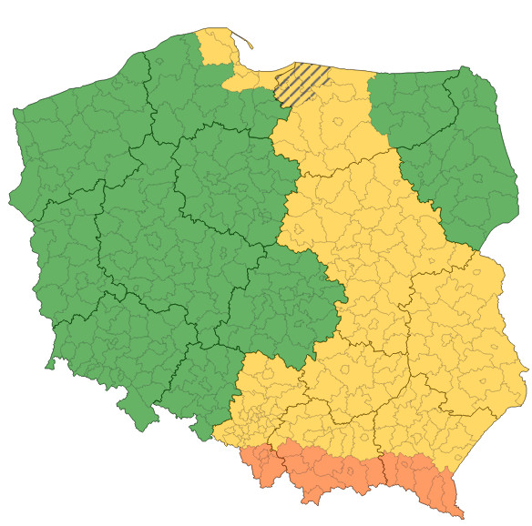 Silny wiatr na południu i wschodzie Polski