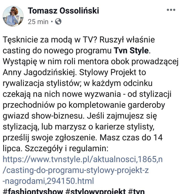 Tomasz Ossoliński na Facebooku
