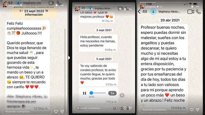 Iglesijas je podelio poruke iz privatne prepiske na Vocapu, tvrdeći da su mu ih slale bivše zaposlene koje ga sada optužuju za zlostavljanje i robovlasnički odnos