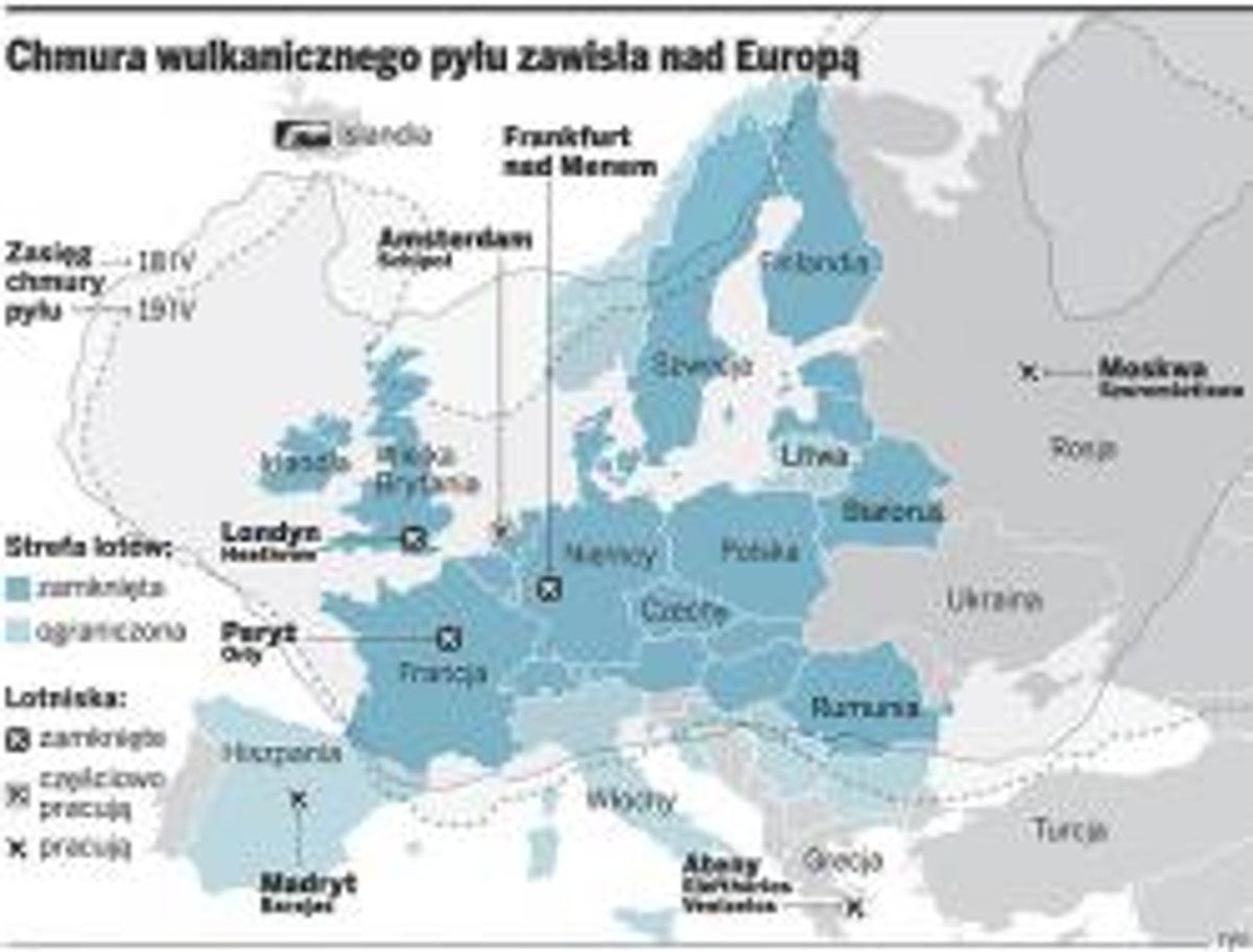 Pył wulkaniczny nie ustępuje: kolejne kraje w Europie przedłużają zakaz lotów