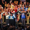 Demokratski kandidati Bred Lender, Kler Valdez, Berni Sanders i Darijaliza Avila Ševalije sa gradonačelnikom Njujorka Zohranom Mamdanijem (2D) uoči primarnih izbora 18. juna