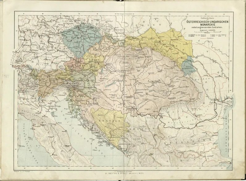 Mapa Austro-Węgier w 1914 r.