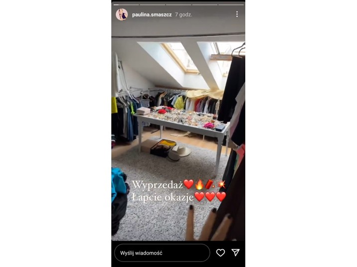 Widok InstaStories zamieszczonego na profilu Pauliny Smaszcz na Instagramie