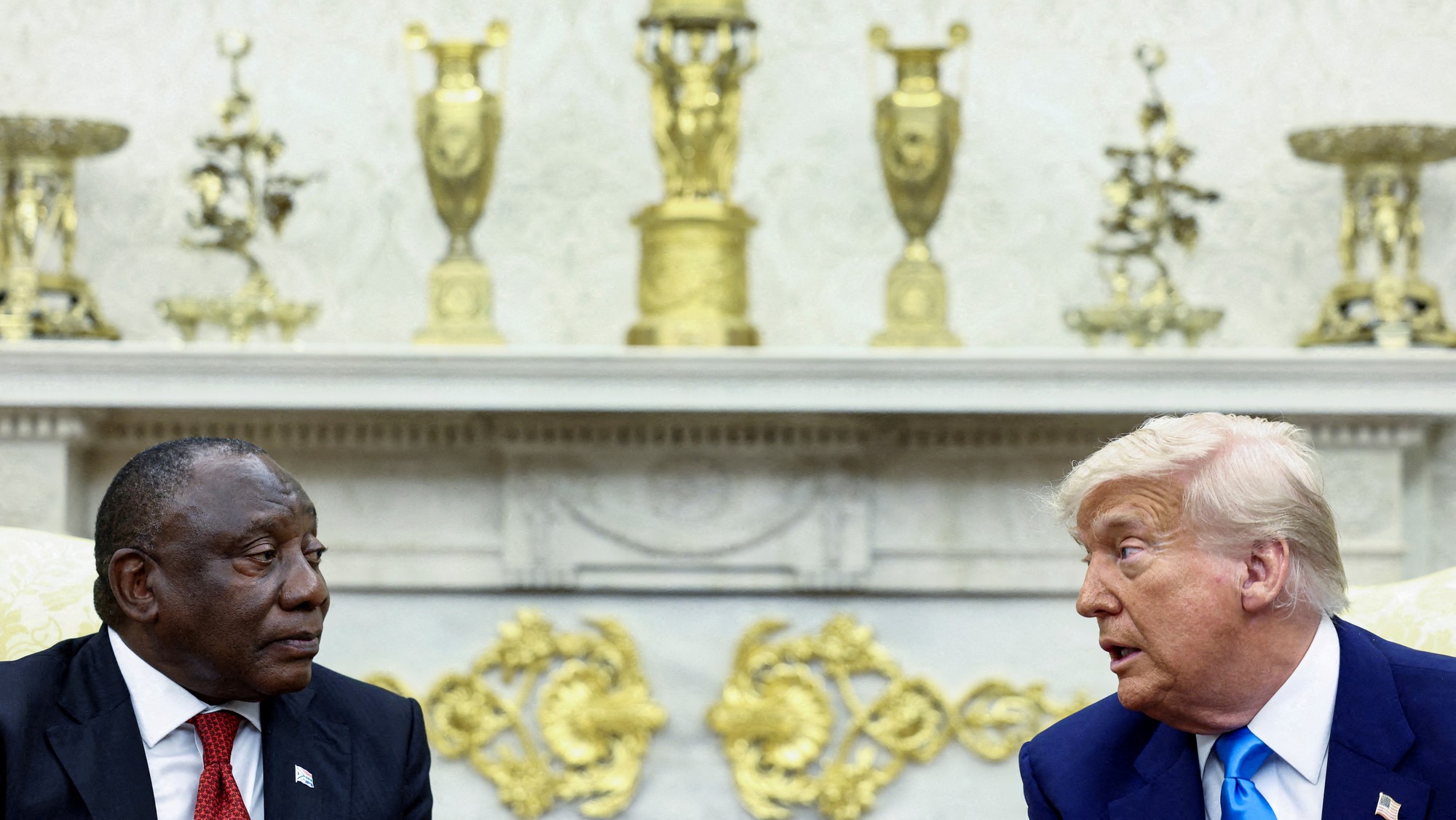 Donald Trump a prezident Juhoafrickej republiky Cyril Ramaphosa v Oválnej pracovni