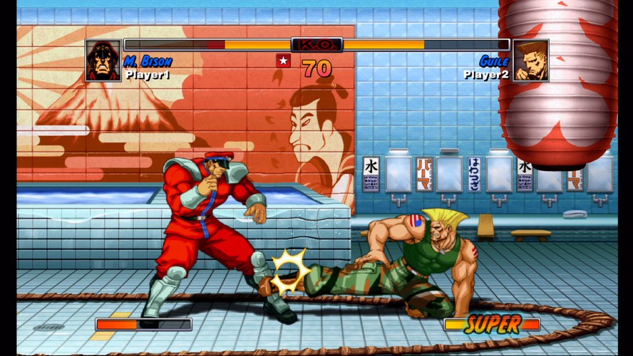 <b>Street Fighter II (1991)</b>
<br><br>
Jedna z najpopularniejszych bijatyk w historii gier, która popularnością zdecydowanie przebiła swój prequel.  Choć klawiszologia gry nie była jakoś szczególnie skomplikowana, to i tak większość z nas grała w Street Fightera wciskając na przemian wszystkie możliwe przyciski - licząc, że coś z  tego wyjdzie. Zazwyczaj wychodziło.
<br>
(fot. screen z gry ©Capcom)