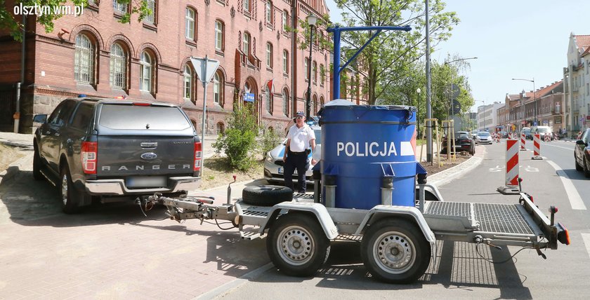 Ewakuacja komendy policji przy ul. Partyzantów w Olsztynie